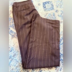 Elegant Brown Pinstripe Women's Trousers